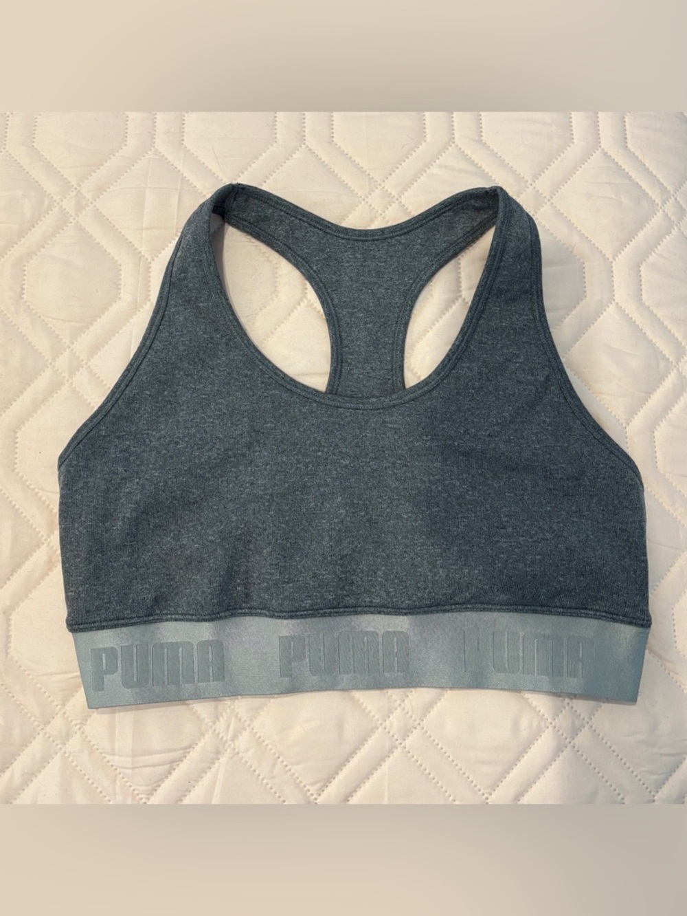 Puma Charcoal Gray Racerback Sports Bra. Size L